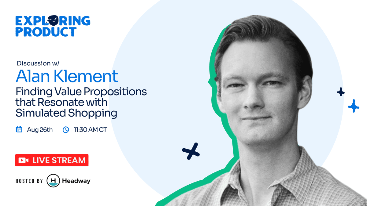 headwayio's tweet photo. Tune in to @ExploringPrdct this month! 🎙

@rdkhatch and @candidrobert chat with @alanklement to learn how top companies are using Simulated Shopping to quickly test, iterate, and find value propositions that resonate with the market.

👉 https://t.co/V0Ck03AgAn https://t.co/Gshakopjsm