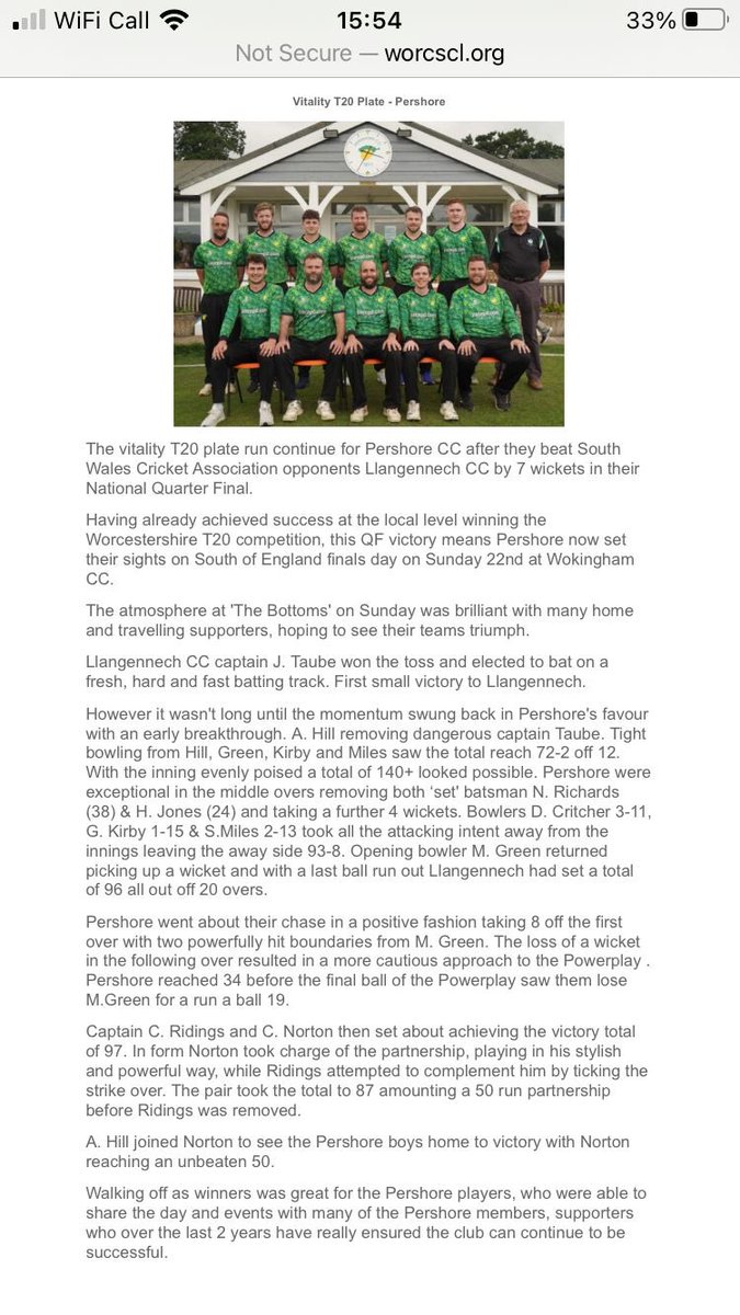 Sunday’s Match Report.