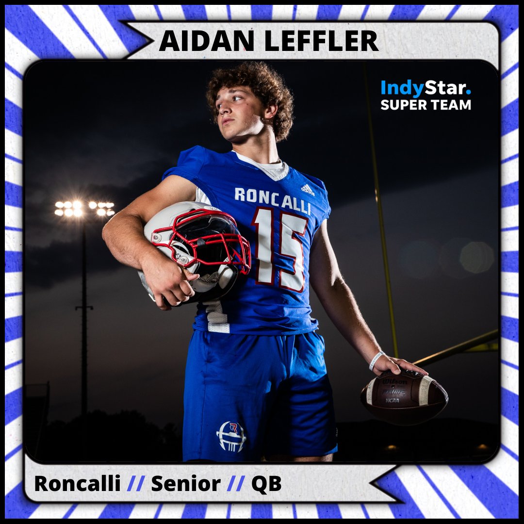 indyhsscores's tweet photo. 2021 @indystarsports Super Team
Name: @aidan_leffler
School: @RoncalliFB
Position: QB
Class: Sr.
Likes: His dad’s spaghetti

More Super Team offense: https://t.co/k5Kjrizzl7 https://t.co/ML3B7R4yVD