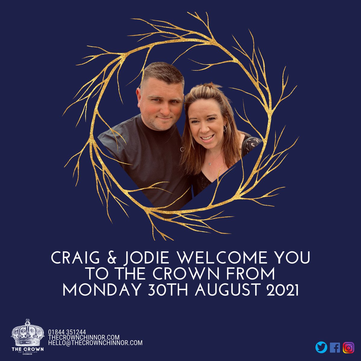 Changes are on the horizon….

Craig &amp; Jodie look forward to welcoming you at The Crown from Bank Holiday Monday onwards. Make sure you pop in and say hi! 👋🏼 

Stay tuned to our page over the coming weeks for updates, changes and other information about The Crown. ⭐️