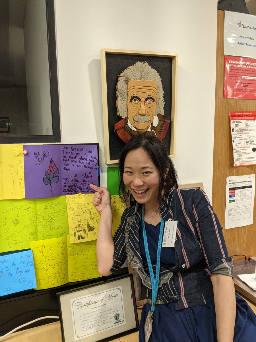 scientist_mum's tweet photo. Congratulations to Prof. David Blair & his awesome team with the launch of 'Teaching Einsteinian #Physics'. So moved to see notes from Year 3s loving the H2O molecule #song that I wrote that's been incorporated in Einsteinian #education workshops.
#STEM #rinafu #einsteinfirst https://t.co/C0OhGOjspx