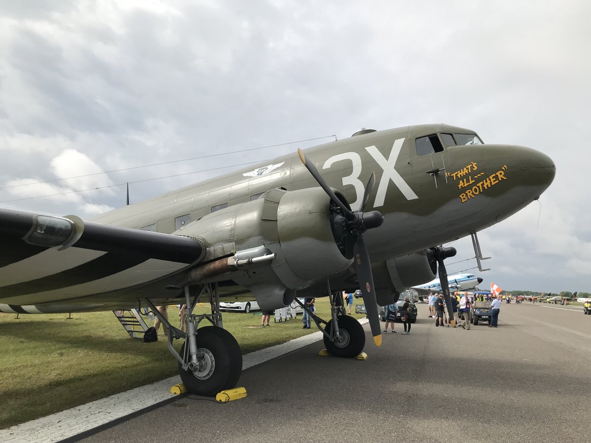 SunnFunFlyIn's tweet image. This #WarbirdWednesday, we thought we'd feature Commemorative Air Force That's All, Brother's visit to #SNF19.  You no doubt recognize that it's a C-47 Skytrain, but do you know why THIS particular Skytrain is so important?

#Warbirds #WWII #Cargo #CAF1957