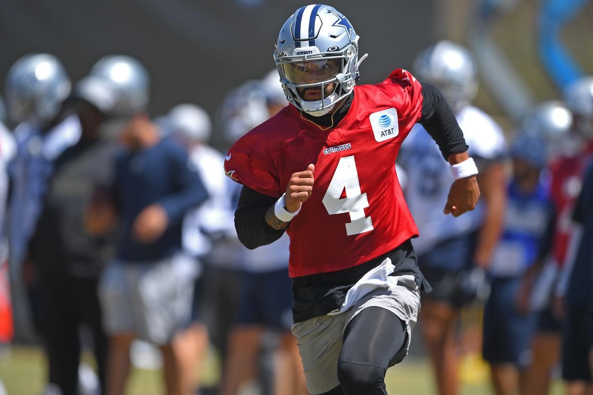 TheFieldLevel1's tweet photo. Dallas Cowboys Franchise QB Dak Prescott is back on the practice field but is limited.
•
He likely won't play in the rest of the preseason due to his latest shoulder injury but the cowboys plan to let him loose week 1.
#NFL #CowboysNation #FieldLevelFamily https://t.co/9iyR5thAya
