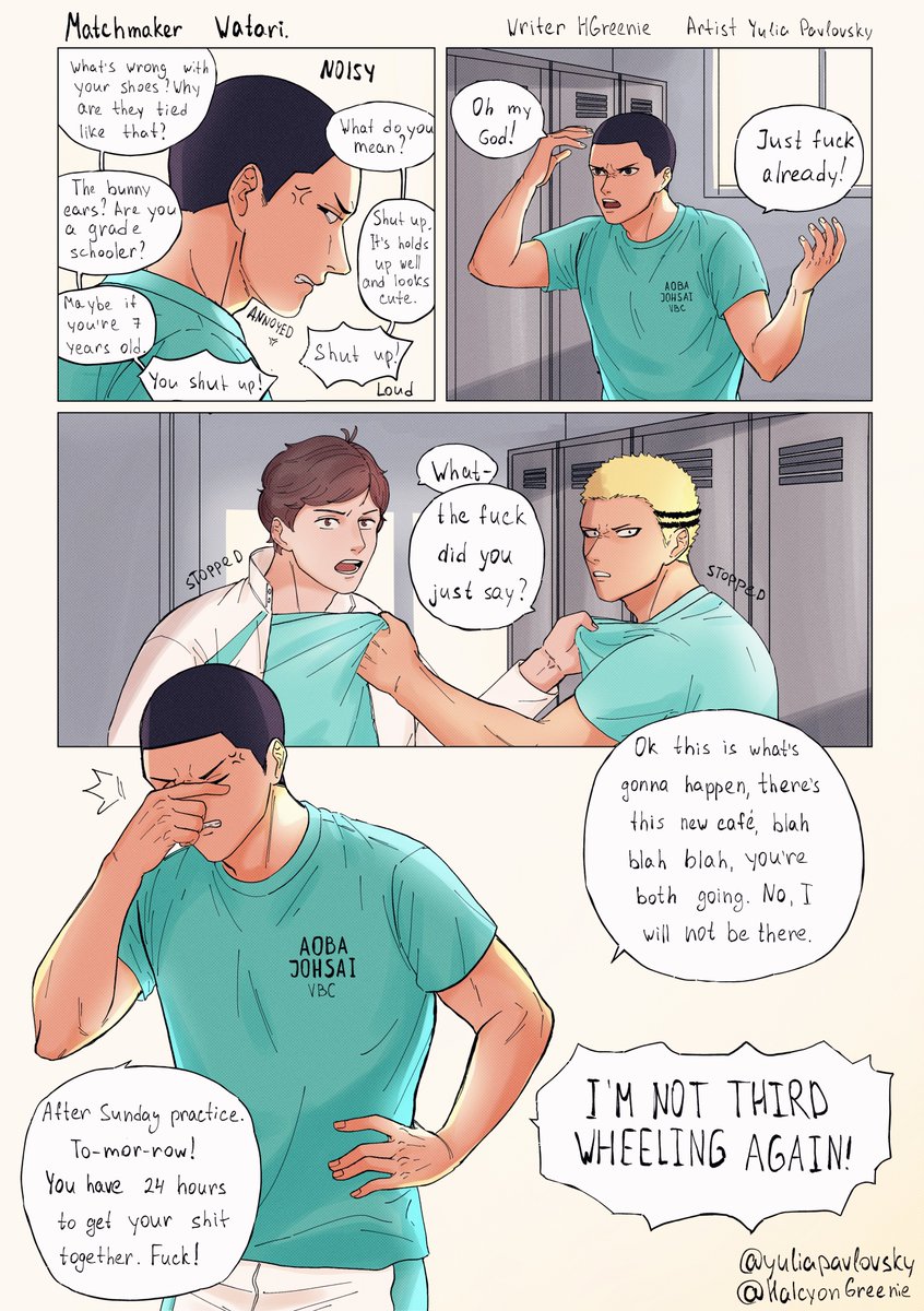 «Matchmaker Watari» (1/?)
Writer @HalcyonGreenie 

#Kyouhaba #watari (swearing, link to the fic in the comments) 