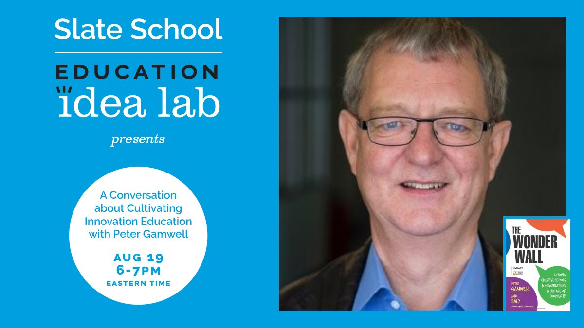 We're looking forward to our "Conversation about Cultivating Innovation With <a href="/PeterGamwell/">Peter Gamwell</a>" on Thursday, 6-7pm ET. Register (free) at slateschool.org/panel-registra…
