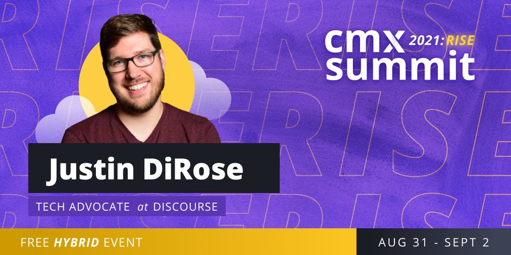 I’m speaking at <a href="/CMX/">CMX</a> Summit 2021 on September 1st!

My topic? It's one close to my heart.

✨Finding Balance in a World of Burnout.

Come join and learn more about how communities work, too!

👉Register now: bit.ly/3gfIVjv

#CMXSummitRise