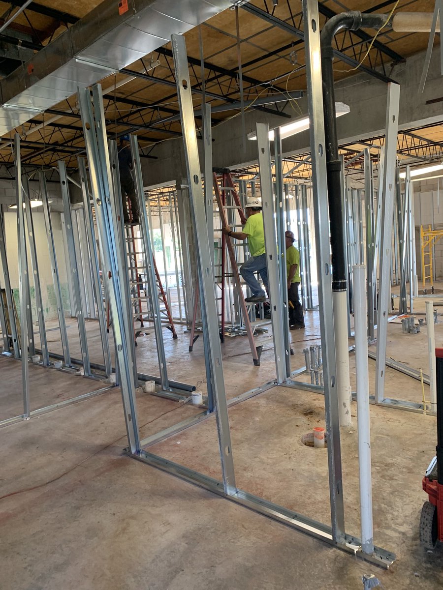 TCPrincipal's tweet photo. Big progress daily ⁦@tampacatholic⁩ as our gym expansion and renovation continues.  Interior walls are going up and the pouring of the floors in the new locker rooms and fitness center.  Go Crusaders!! https://t.co/Mek5YKqibD