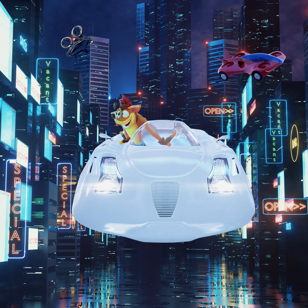 CrashBandicoot's tweet photo. Sure, flying cars are cool. But are they Crash on PS5 cool? 🤪 https://t.co/eFszSiRqlT
