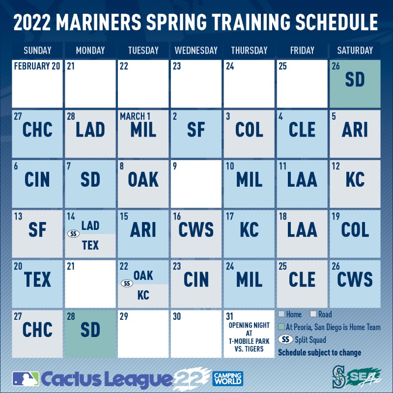 Mariners Spring Training 2022 Schedule Uživatel Seattle Mariners Na Twitteru: „Sunshine And Baseball ☀️🌵⚾️ Our  2022 Cactus League Schedule Has Arrived!“ / Twitter