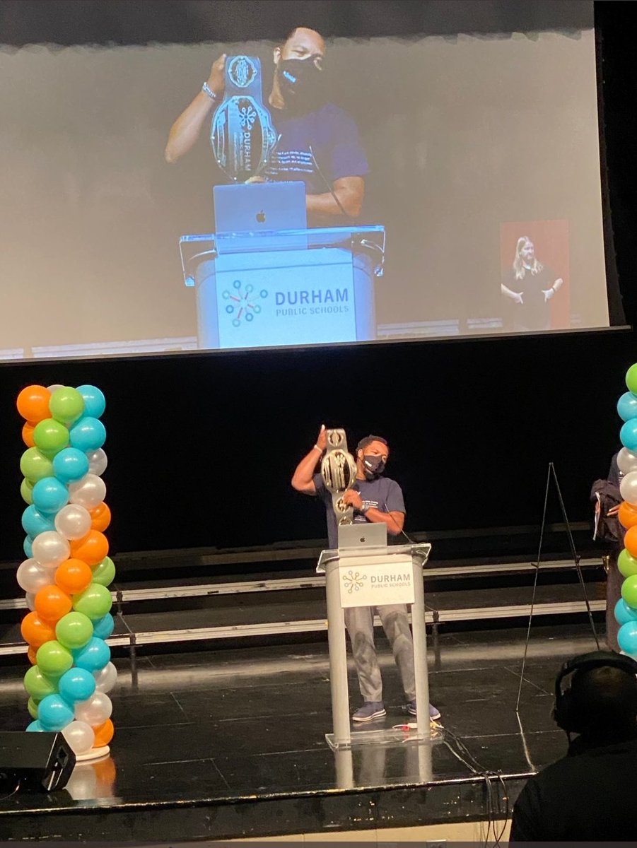 JermaineLPorter's tweet photo. 📢 Today I announced the creation of the Durham Public Schools Equity Champion of the Month. I also unveiled the DPS Equity Champion of the Month Belt !! I'm excited about this new initiative #wearedps #championsforequity https://t.co/sqthAtpcaM