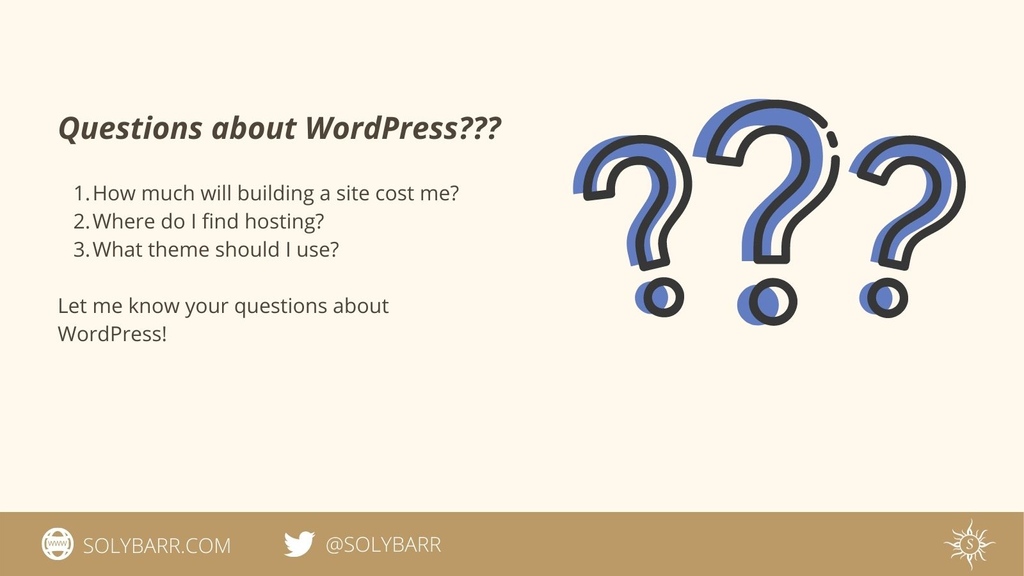 solybarr's tweet image. Are you a #WordPress beginner?  What questions do you have? I’m compiling an article about these questions. Put them here or fill out my form.
solybarr.com/wordpress-ques…

#wordpressbeginner #wordpressquestions #wordpressfaq #learnwordpress #allaboutwordpress
