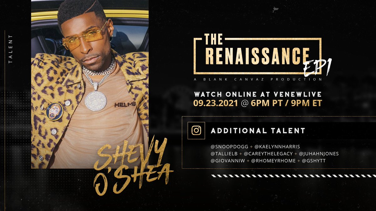 Hey hey it's <a href="/shevyoshea1/">Shevy O'shea</a> showing up this September for Ep. 1 of The Renaissance #virtual #hiphop #rnb #concert.

Grab your $10 tickets now for a chance to win a pair of Raycon earbuds! 🔥

🎟 ➡️  bit.ly/2TpaAGx