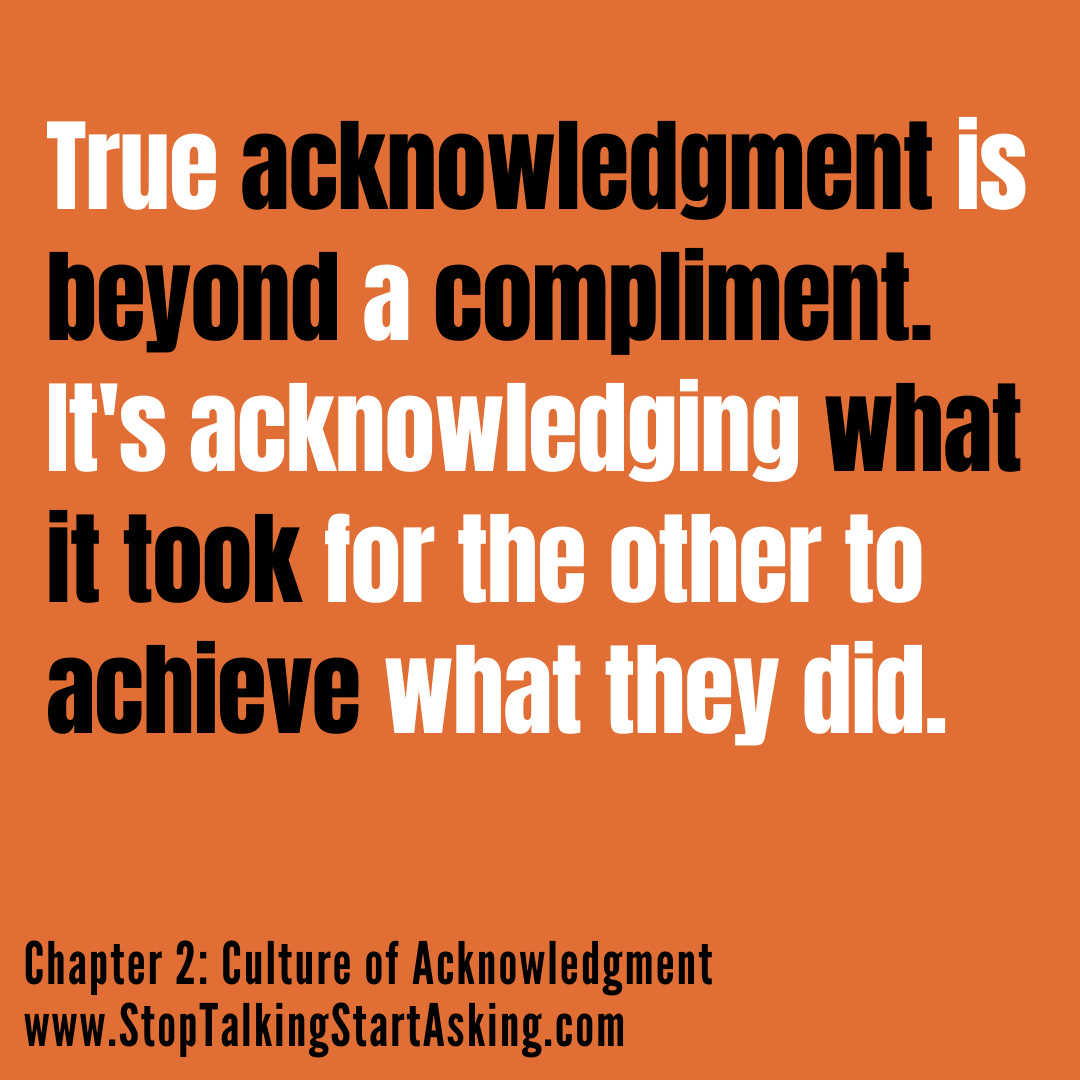 When you acknowledge your team members "way of being" from the task they accomplished, they feel seen, heard and motivated to continue being more of that in the future.  Instead of a compliment, practice true acknowledgement. #Wednesdaywisdom #leadership #teameffectiveness