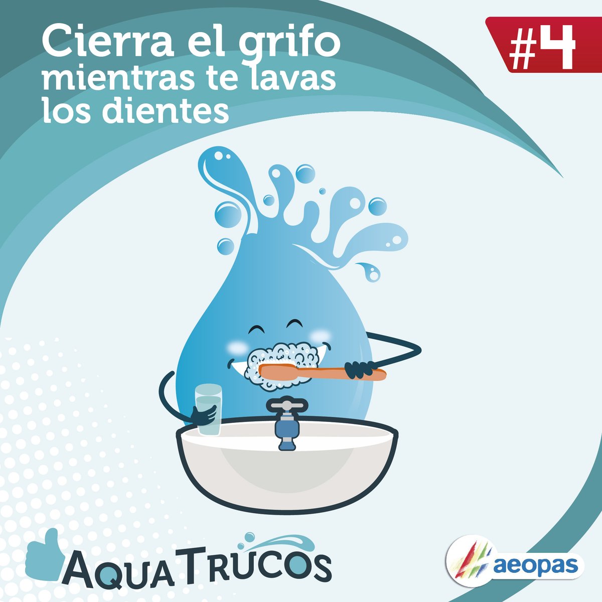 Podemos aplicar los #AquaTrucos 💦 en nuestro hogar.

🪥 Lavarse los dientes con el grifo abierto supone malgastar 20 litros de agua, si repetimos esta acción tres veces al día el consumo sería de 60 litros diarios.

#EstamosEnSequía 💦 Ahorra agua