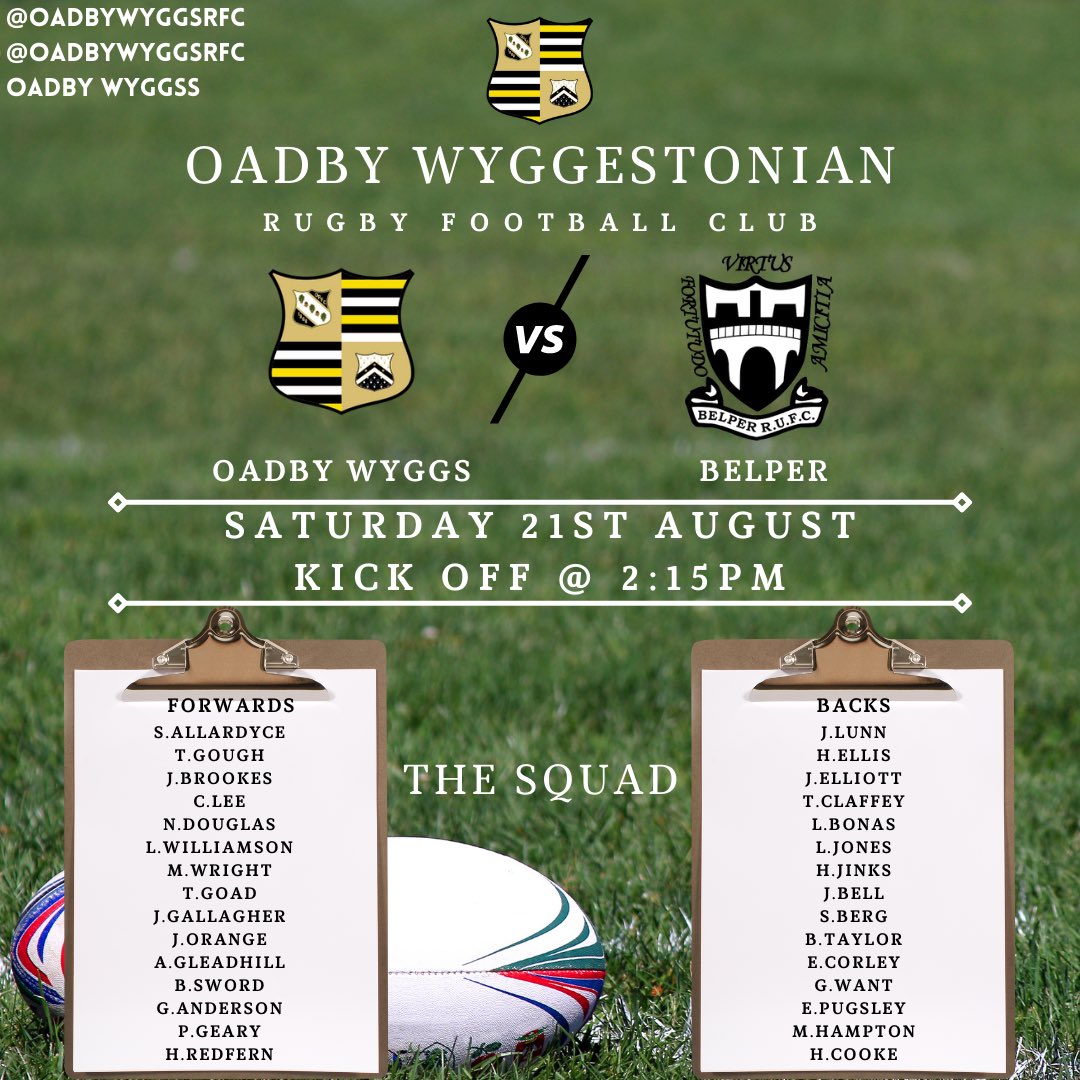 Oadby Wyggs RFC (@oadbywyggsrfc) on Twitter photo The wait for rugby is FINALLY over as the seniors take on Belper RFC (<a href="/belperrufc/">Belper Rugby Club</a>) this Saturday at home.
The pre-season has been long, the fitness has been hard but now it is time!
After the game they’ll be a BBQ & beers, & hopefully good weather.
See you there! #COYW 🐝🏉 The wait for rugby is FINALLY over as the seniors take on Belper RFC (<a href="/belperrufc/">Belper Rugby Club</a>) this Saturday at home.
The pre-season has been long, the fitness has been hard but now it is time!
After the game they’ll be a BBQ & beers, & hopefully good weather.
See you there! #COYW 🐝🏉