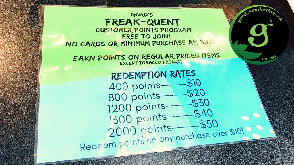 Are you a Gord's Freak-Quent Customer?? Join our instore points program on your next visit...just ask staff how! 
#GordsPoints #CustomerThankYou