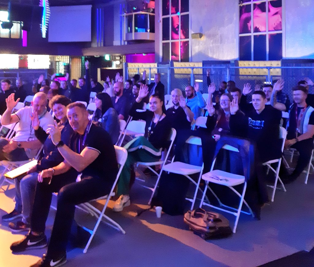 SimonHodgsonLCC's tweet photo. 💬Here @PRYZMleeds with @LucyMac144 from @LeedsBeckettSU &amp; supported by @womenfriendlyls seeking pledges from @Leeds_City_Ctr  @leedspubwatch venues to adopt #AskforAngela  Launch end of Sept~Many hands up in support~formal pledgs to follow~let's make this happen @SaferLeeds 💬 https://t.co/092FKdYGXK