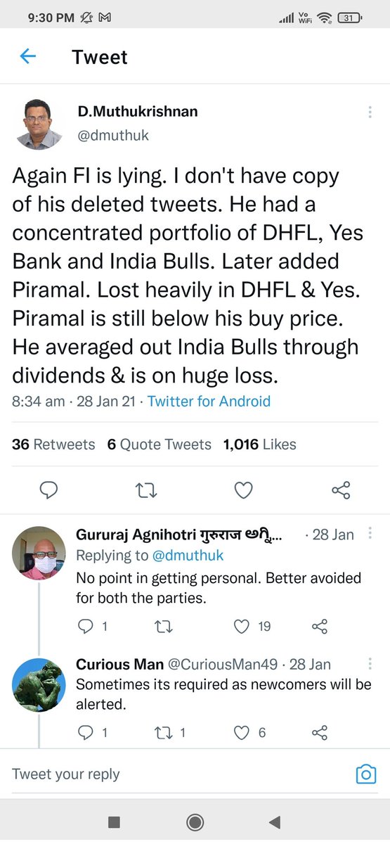 NewInvestor124's tweet photo. @FI_InvestIndia How did u financial freedom by investing in Yes Bank, Indiabulls and DHFL? 

Great story built up. Don't know whether the story posted by you is genuine or false lies. 

Also came to know u charge Rs 5000 for teaching stock picking 

Now u can block me 😊 https://t.co/NdSHE3PuMK