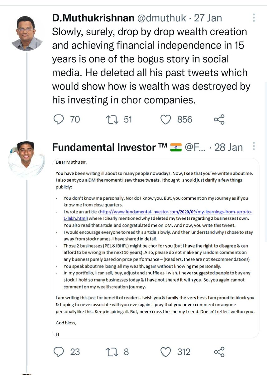 NewInvestor124's tweet photo. @FI_InvestIndia How did u financial freedom by investing in Yes Bank, Indiabulls and DHFL? 

Great story built up. Don't know whether the story posted by you is genuine or false lies. 

Also came to know u charge Rs 5000 for teaching stock picking 

Now u can block me 😊 https://t.co/NdSHE3PuMK