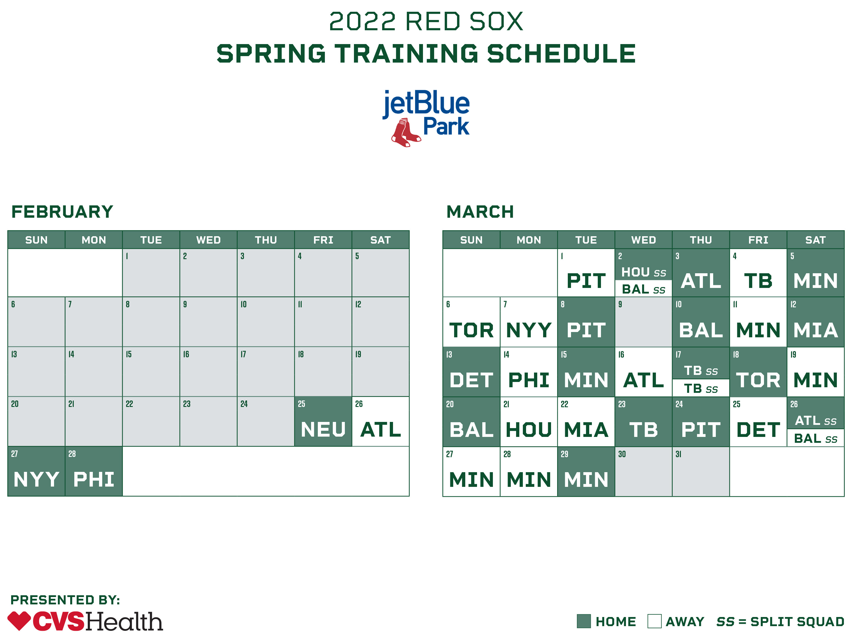 Red Sox 2022 Schedule Fenway South On Twitter: "Here Is Your 2022 #Redsox Spring Training Schedule!  Game Times And Ticket Information To Follow At A Later Date. @Redsox  Https://T.co/7B3Jxjibxa" / Twitter