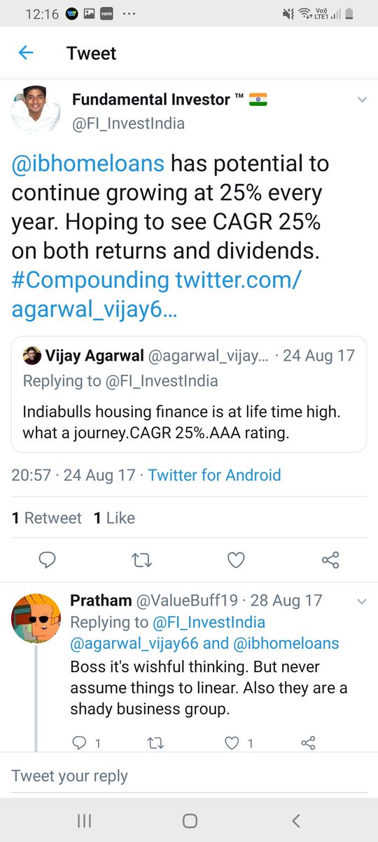 NewInvestor124's tweet photo. @FI_InvestIndia How did u financial freedom by investing in Yes Bank, Indiabulls and DHFL? 

Great story built up. Don't know whether the story posted by you is genuine or false lies. 

Also came to know u charge Rs 5000 for teaching stock picking 

Now u can block me 😊 https://t.co/NdSHE3PuMK