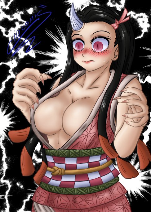 CidcomicさんがTwitterに投稿した竈門禰豆子(鬼滅の刃)のイラスト。