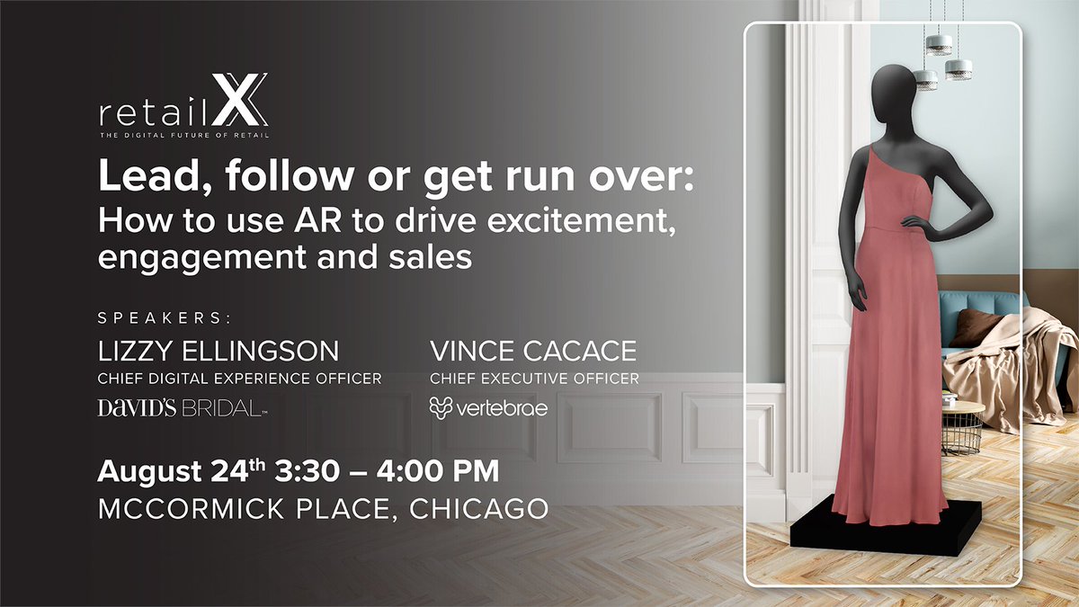 vertebraeinc's tweet image. 76% of shoppers said that #AR increased their confidence to #purchaseonline. 

Learn more about how to stay ahead of your competition and stay in tune with your customers by joining Lizzy Ellingson and Vince Cacace for their session on 8/24 at @retailXofficial.