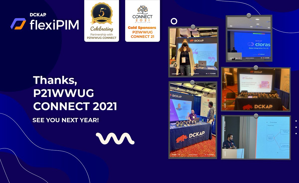 dckap_PIM's tweet photo. It was wonderful catching up w/ the #P21 community at @P21WWUG #CONNECT2021, as @DCKAP completes 5 years of partnering with them. 
The takeaways are plenty &amp; we're excited to help more businesses overcome their product information hurdles. 

Until next time!

#eCommerce #ERP #PIM https://t.co/CrYbUnA0xy