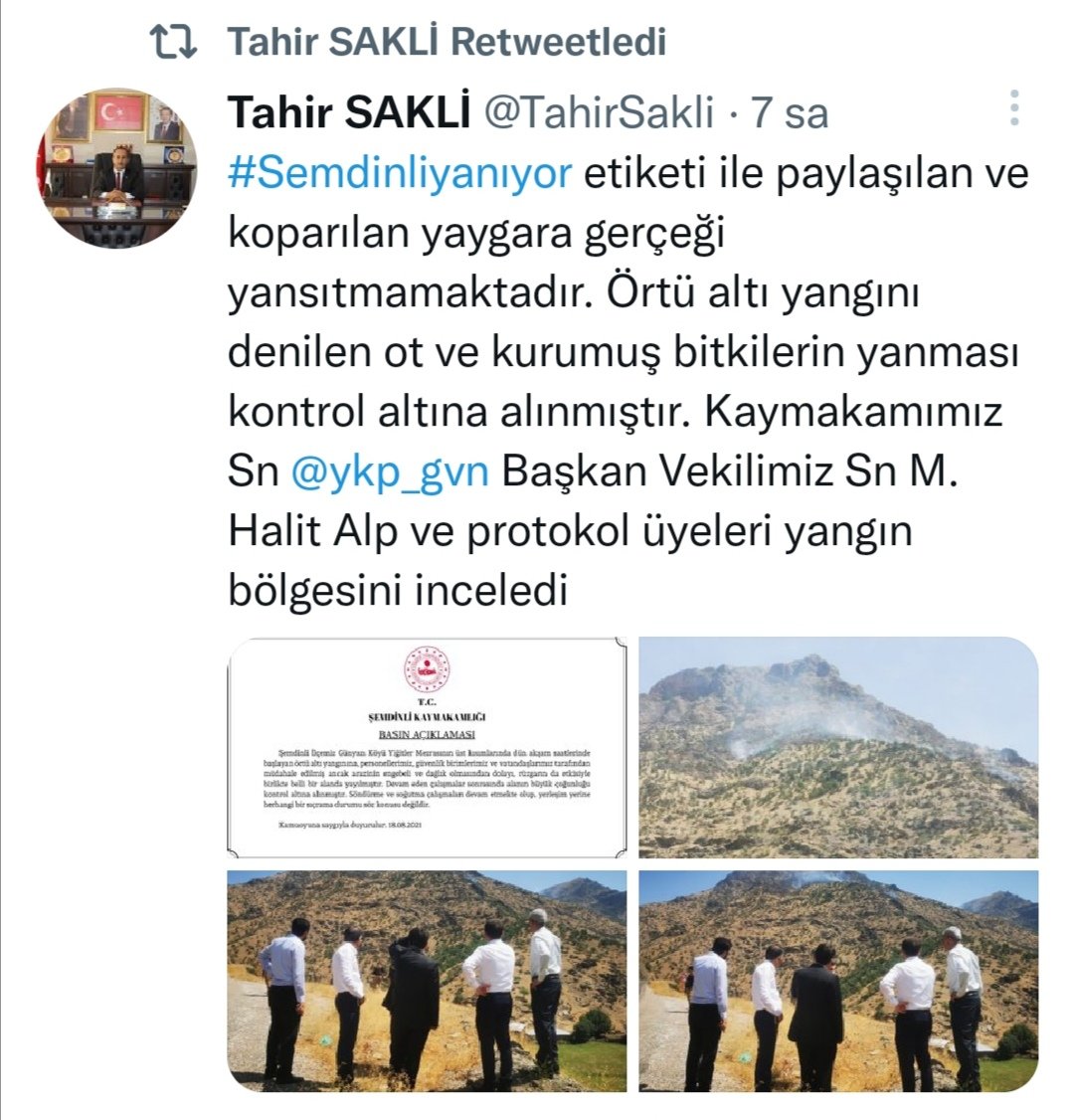 tknmuharrem's tweet photo. Şemdinli Belediye Başkanının bu açıklamasına inanamıyorum. Ben sabahtan beridir yangın bölgesindeyim. Başkana göre yaygara koparmışız. Kontrol altına alınmış değil. Şuan itibarı ile yangın en şiddetli şekilde devam ediyor.
#Semdinliyanıyor https://t.co/Jl7PJgeYim