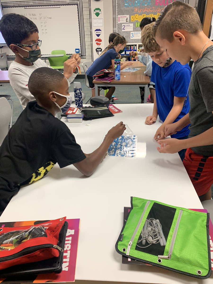 CarrieBoyleCISD's tweet photo. Engagement!!!! Learners in 5A @AustinElem doing our first Science challenge successfully saving Fred! #AllinatAustin #CISD_Science https://t.co/c9FYos7huA