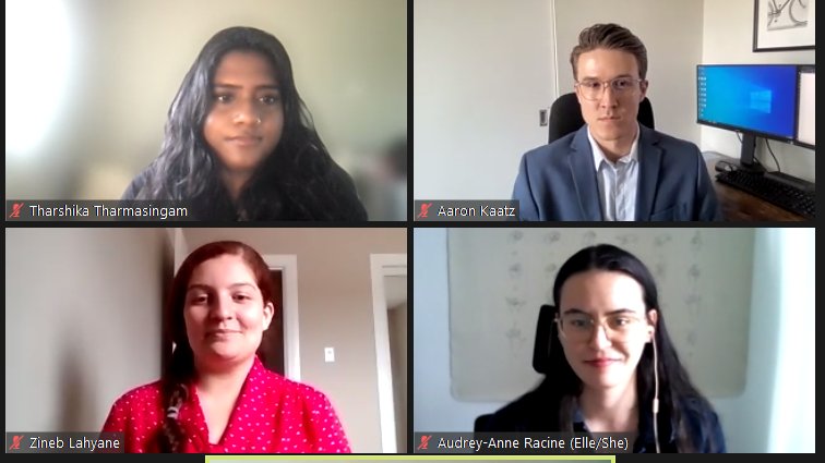 MarcelaPopowich's tweet photo. With this group of panelists the GoC can only do and be a better place! @a2acine Tharshika Tharmasingam, Zineb Lahyane and Aaron Kaatz. @FYN_RJFF @gcs_egc @School_GC
#GCStudents https://t.co/HKn6kIB2kZ