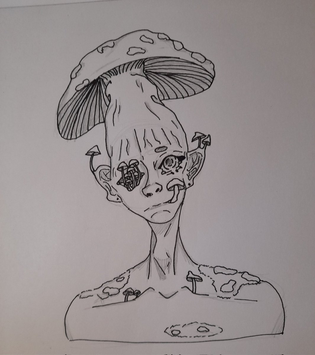 yukibohra's tweet image. Shroom person U.U

#art #creppyart #drawing #traditionalart