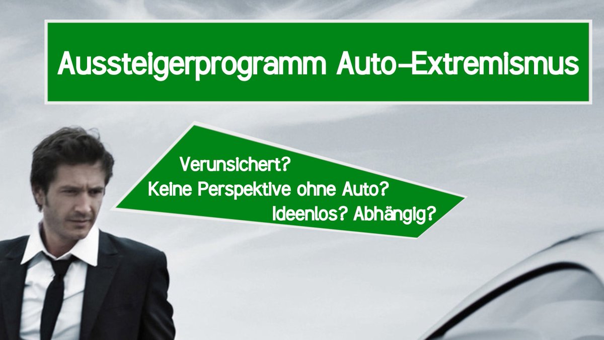 Mein Haus, mein Auto mein Boot?! 🚗🚙
Für unser Klientel ist ein Ausstieg aus dem Auto-Extremismus oft ein Problem,
Wir nehmen diese Sorgen ernst und bieten ein Aussteigerprogramm!
9-12.09 in München: 
Treffen der Internationalen Anonymen Autosüchtigen! (#IAA)
#exitCAR #gainLife