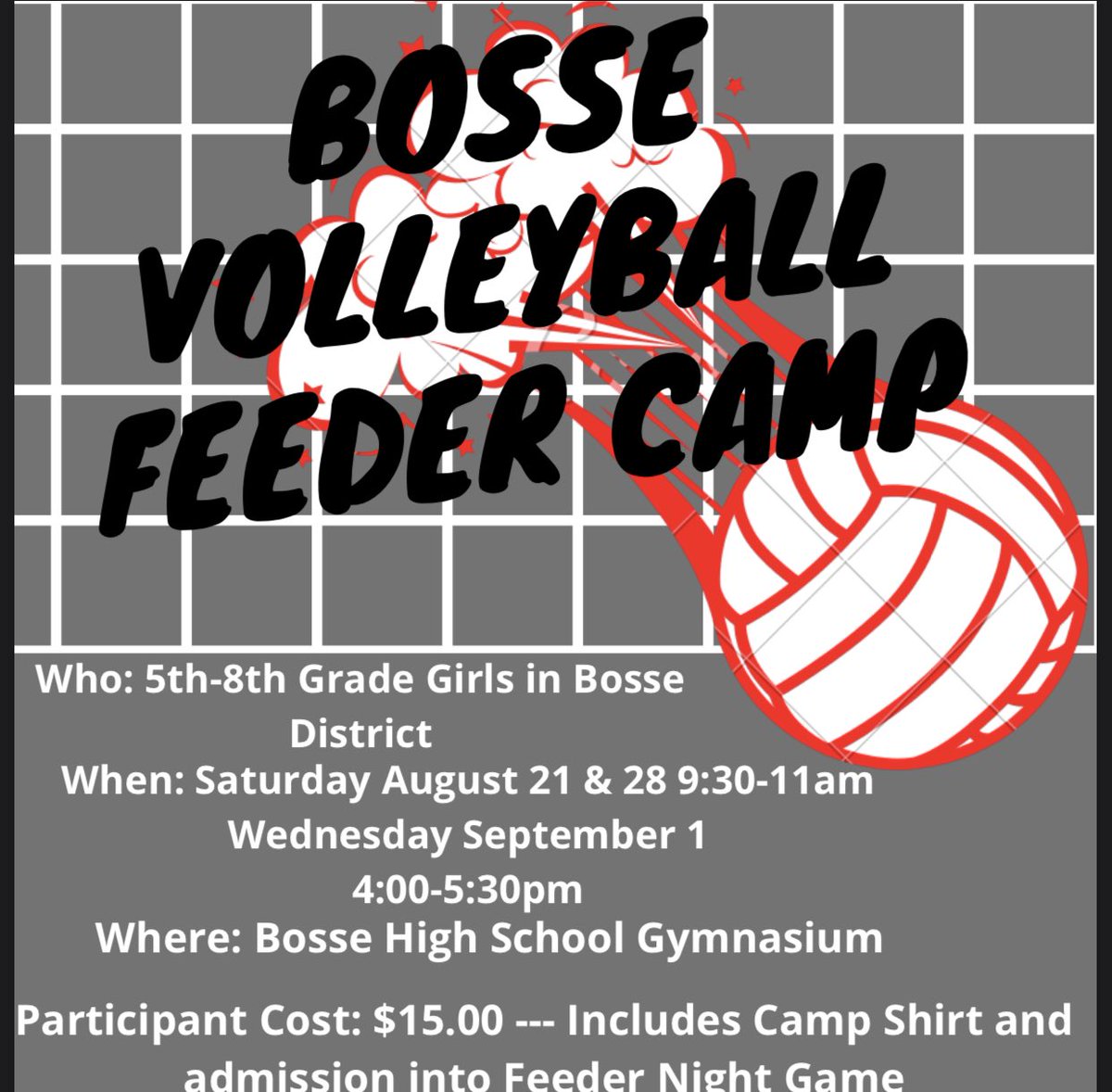BulldogsVolley1's tweet photo. Bosse Feeder League Camp begins this Saturday! We look forward to welcoming all of our future Bulldogs into the gym!!

See below for information! https://t.co/cG41MFbHeW