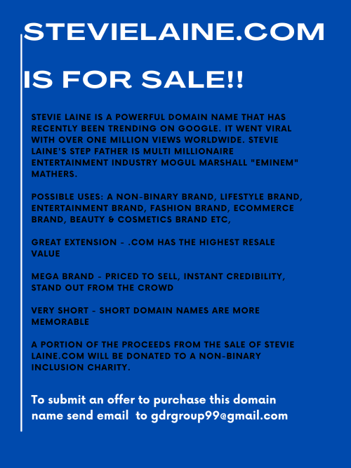 gdrgroup99's tweet photo. Eminem's Stepdaughter Stevie Laine Who Came Out As Non-Binary, Domain Name Is For Sale! @stevieonlinee @Eminem @drdre @rosenberg @50cent @Royceda59 @ladygaga @katyperry @DwyaneWade @itsgabrielleu
https://t.co/c6duOLUlAg
#eminem #stevielaine #slimshady #nonbinary https://t.co/XGBDqTjald
