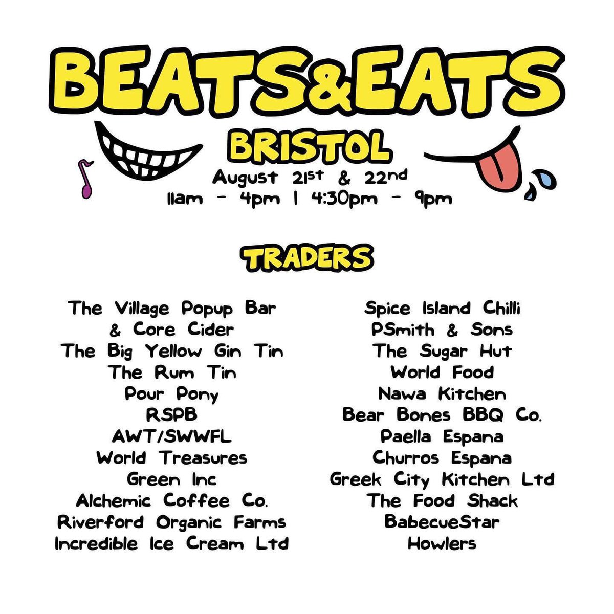 Village_Popup's tweet photo. Just a couple of days left to get your advanced tickets for Beats &amp; Eats Bristol! Tickets will cost more on the door so get yours now. Advanced Saturday tickets will end on Friday at 8pm and advanced Sunday tickets will end on Saturday at 8pm. Buy now —> https://t.co/n6kDcAYdug https://t.co/kHXDPFAmwT