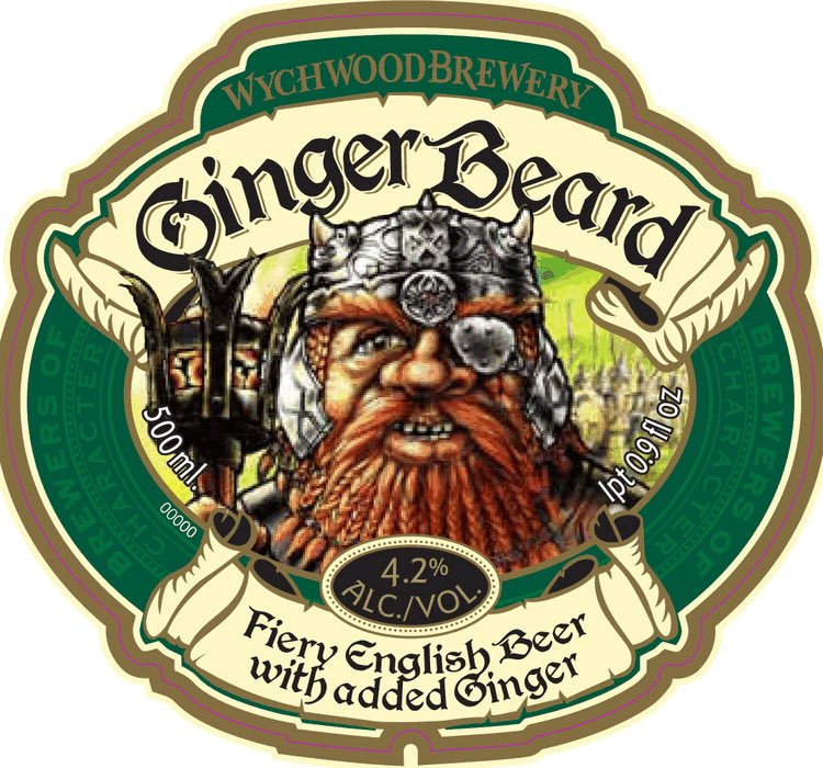 Пивные этикетки. Вичвуд Джинджер. Пиво Wychwood Ginger Beard. Вичвуд Джинджа БИАД. Wychwood Brewery пиво.