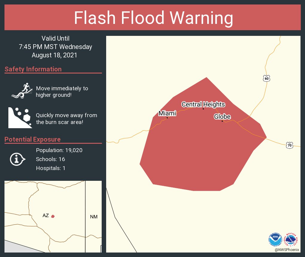 NWS Phoenix on Twitter "Flash Flood Warning including Globe AZ, Miami