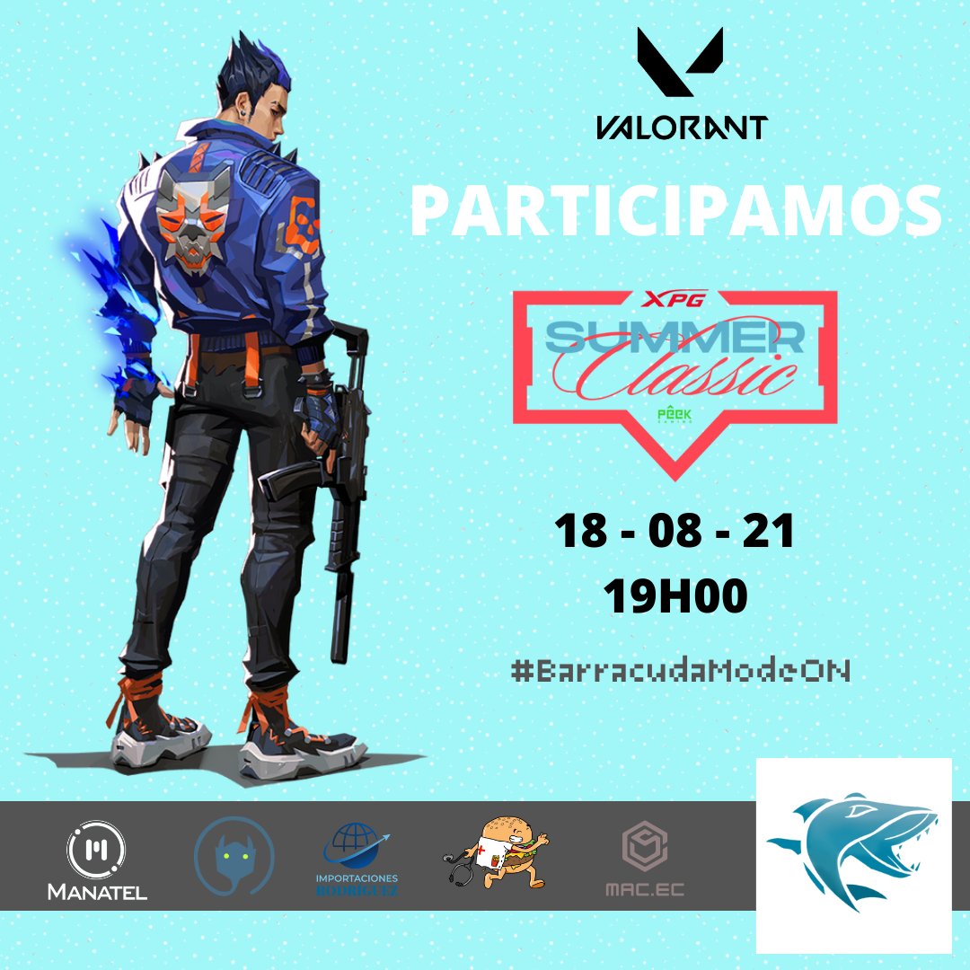 Hoy inicia la XPG Summer Classic, torneo organizado por @peek_gaming con apoyo de @xpg_mexico
Nuestro primer match es contra <a href="/VolcanoEsportsG/">Volcano Esports 🇬🇹</a> el día de hoy.
¡Recuerden apoyar a la familia celeste!
Siempre #BarracudaModeON 🦈⬆️