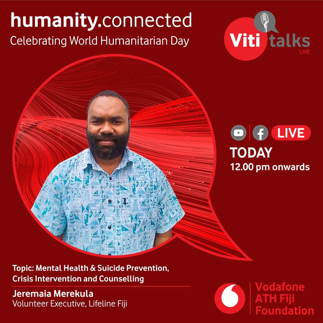 VodafoneFJ's tweet image. #WorldHumanitarianDay | Presenting #VitiTalks Live today @ 12 pm on our Facebook page &amp;amp; YouTube channel.
Tune in and be part of this conversation.

#HumanityConnected #EveryoneConnected #TogetherWeCan