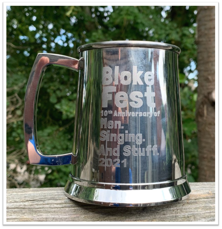 BlokeFest's tweet photo. BlokeFest. Men.Singing.And Stuff.

And now Stuff includes quality stainless steel 10th anniversary Tankards

Rush to https://t.co/UiJnNcEfRi as soon as you can. https://t.co/TBtNMCMRMJ