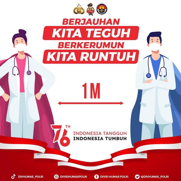 humaskintap's tweet photo. Dirgahayu Republik Indonesia ke-76. Bersatu kita bisa hadapi pandemi Covid-19. Merdeka! https://t.co/BTDKSqjBXk
