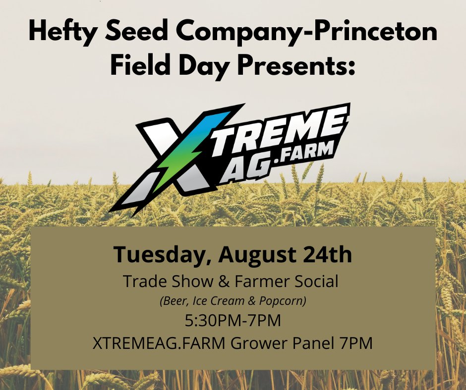 Hefty Seed Princeton (@heftyseed_nil) on Twitter photo We are excited to announce <a href="/XtremeAgFarming/">xtremeag.farm</a> will taking our stage Tuesday night! For more info and to register check out our website!
HeftySeedPrinceton.com/field-day We are excited to announce <a href="/XtremeAgFarming/">xtremeag.farm</a> will taking our stage Tuesday night! For more info and to register check out our website!
HeftySeedPrinceton.com/field-day