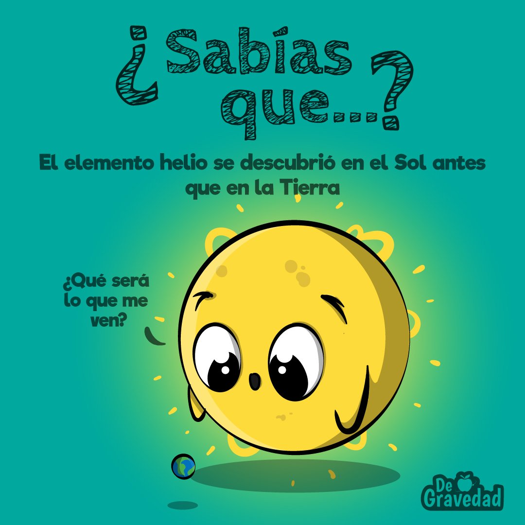 de_gravedad's tweet photo. ¿Sabías que el helio fue detectado en el Sol antes que en la Tierra? 🌎

Así como lo lees. El 18 de agosto de 1868 fue observada en la cromósfera del Sol una línea espectral hasta el momento desconocida. Comenzaba el descubrimiento de un nuevo elemento. 🍎

#quimica #sol #fisica https://t.co/Hj3eonAxpQ