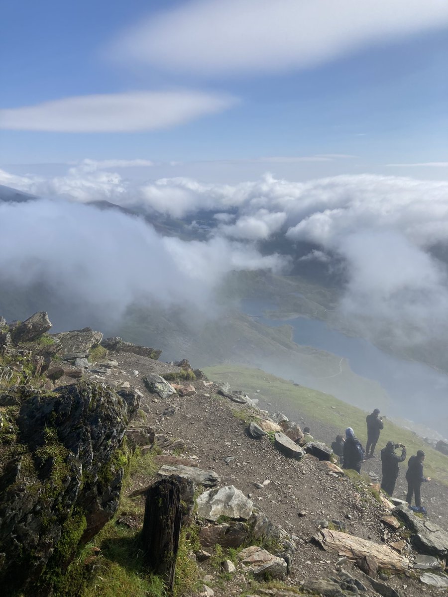 I’ve finally done it #snowdon #WALES it’s only taken 40 years. Horrible from half way onwards. Then clouds parted on the summit, the views were stunning for about 2 mins 🥳 then…more cloud. Well down to all my colleagues from <a href="/DerwenCollege/">Derwen College - Post-16 specialist college</a> who made it too!