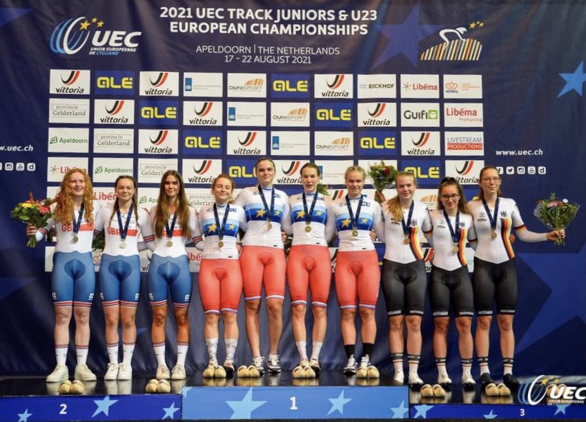 MoirIona's tweet photo. European Medalist 🇪🇺🥈
Mega first day at Euros coming 2nd in the team sprint with the girls. Super proud of us and a massive thanks to everyone for all the support. @BritishCycling https://t.co/L0BQkpG1QF