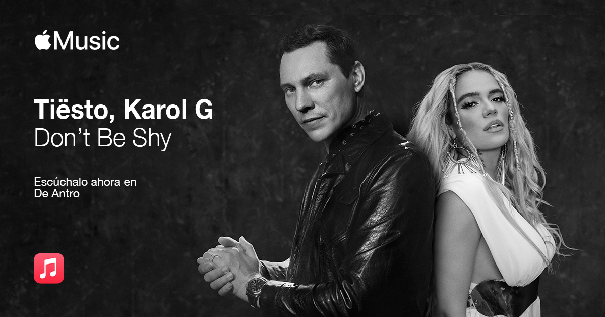 warnermusicmex's tweet photo. Escucha “Don’t Be Shy” de @tiesto y @karolg en #DeAntro de @AppleMusicES.
▶️ https://t.co/mFvU4H1W6X https://t.co/msgqxxXIh3