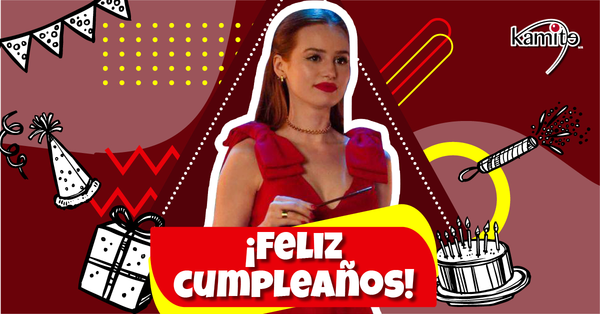 Kamite5's tweet photo. Sobrinos, hoy festejamos a #MadelainePetsch, nuestra #Blosoom en #Riverdale. 🥳🍒🎂🎉🎁 https://t.co/cfPpQEimWD
