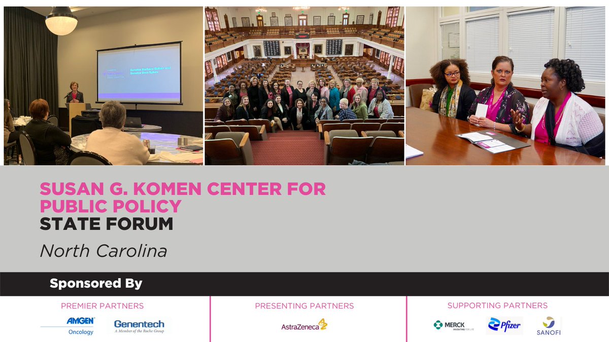 Join <a href="/KomenAdvocacy/">Susan G. Komen Advocacy</a> on September 22 for the North Carolina Advocacy Forum. This interactive forum will provide insights into how to create systemic, lasting change impacting breast cancer in NC. Register today! …omennorthcarolinaforum.eventbrite.com