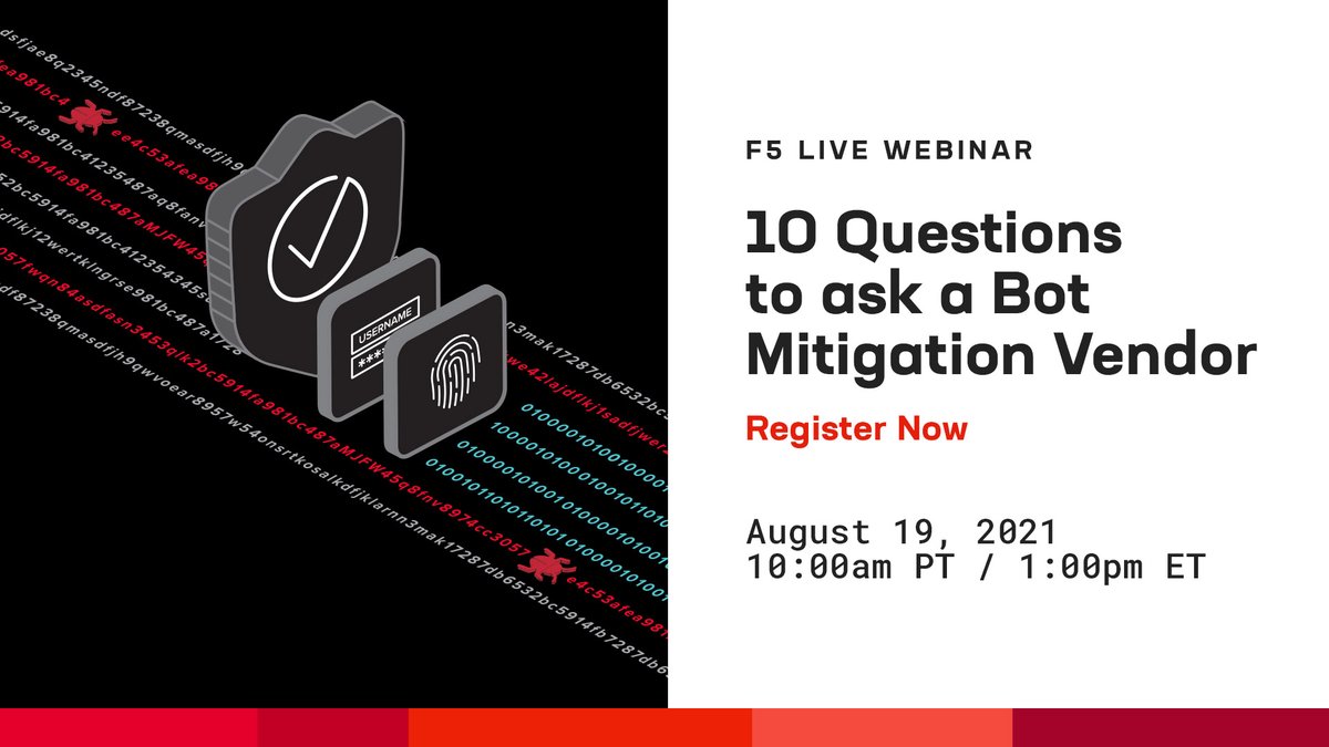 A half-baked bot mitigation solution is no solution at all. For the sake of your customers’ safety, grill that vendor with tough questions! Join us tomorrow for tips on how to navigate the selection process: go.f5.net/ufc3bp